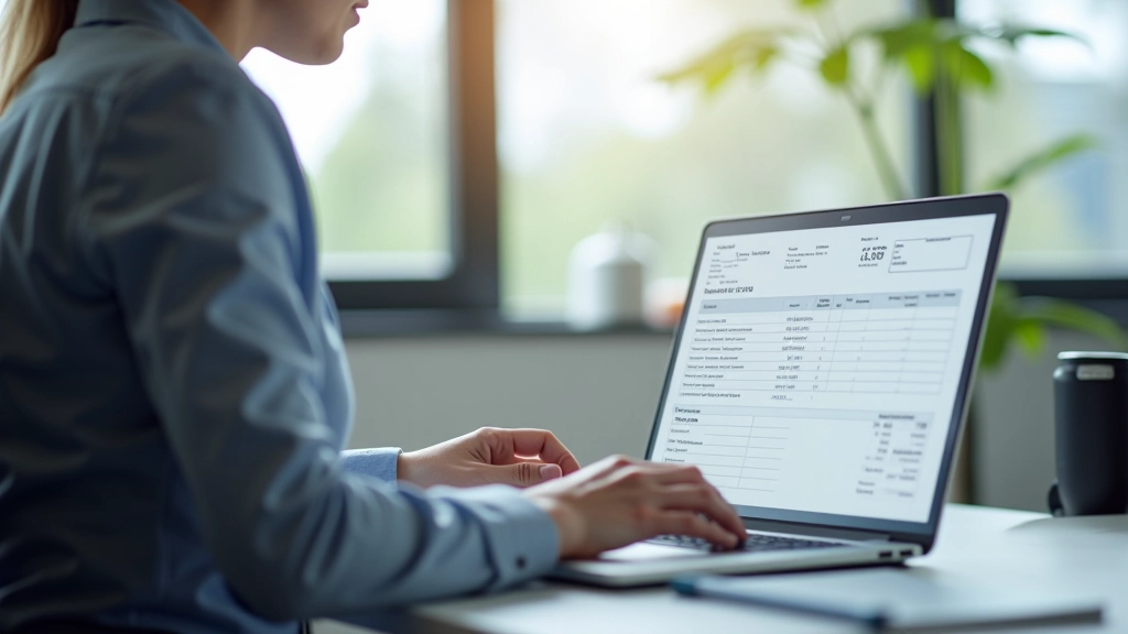 Invoice templates displayed on laptop screen with customizable fields and branding options
